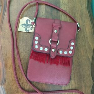Rhinestone Studded Crossbody with Fringe